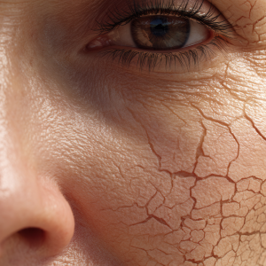 Water, hydrated skin, cracked skin